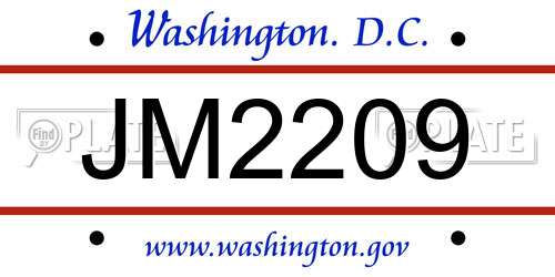 JM2209 District Of Columbia License Plate