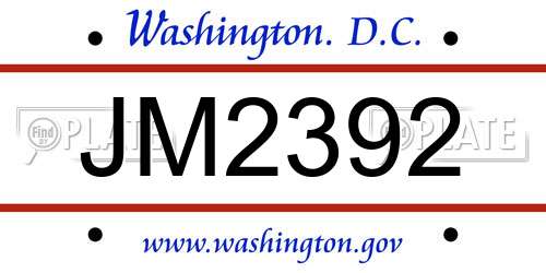 JM2392 District Of Columbia License Plate