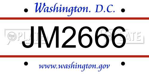 JM2666 District Of Columbia License Plate