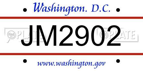 JM2902 District Of Columbia License Plate