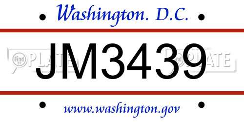 JM3439 District Of Columbia License Plate