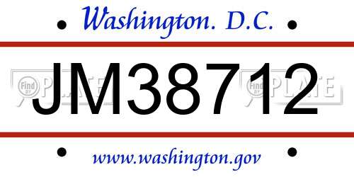 JM38712 District Of Columbia License Plate