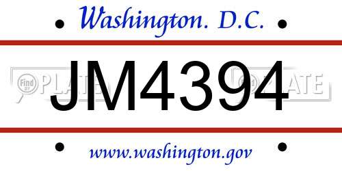JM4394 District Of Columbia License Plate
