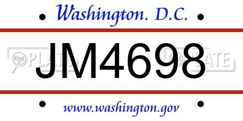 JM4698 District Of Columbia License Plate