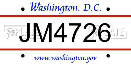 JM4726 District Of Columbia License Plate