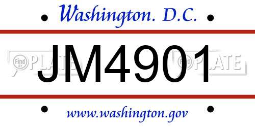 JM4901 District Of Columbia License Plate