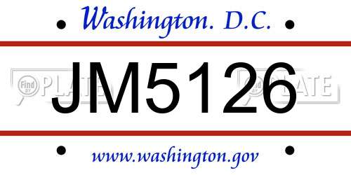 JM5126 District Of Columbia License Plate