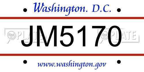 JM5170 District Of Columbia License Plate