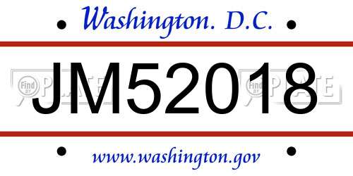 JM52018 District Of Columbia License Plate