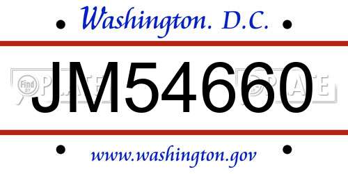 JM54660 District Of Columbia License Plate