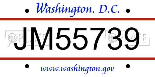 JM55739 District Of Columbia License Plate