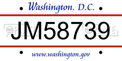 JM58739 District Of Columbia License Plate