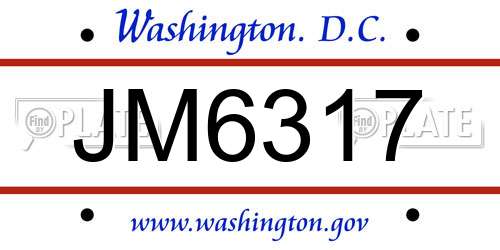 JM6317 District Of Columbia License Plate