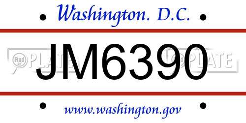 JM6390 District Of Columbia License Plate