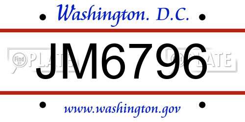 JM6796 District Of Columbia License Plate