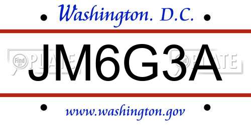 JM6G3A District Of Columbia License Plate