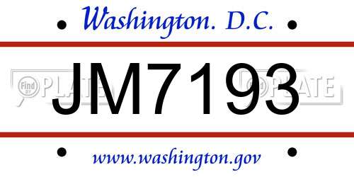 JM7193 District Of Columbia License Plate