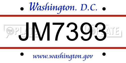 JM7393 District Of Columbia License Plate