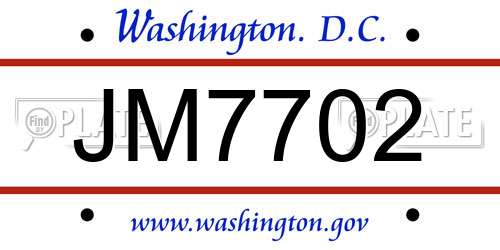 JM7702 District Of Columbia License Plate