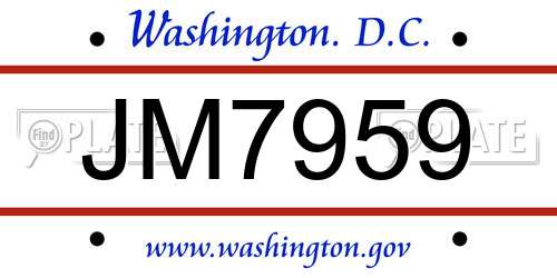 JM7959 District Of Columbia License Plate