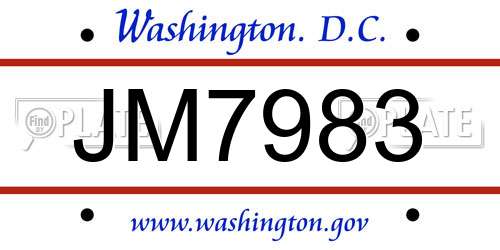 JM7983 District Of Columbia License Plate