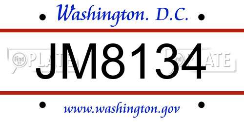 JM8134 District Of Columbia License Plate