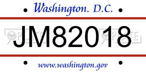 JM82018 District Of Columbia License Plate