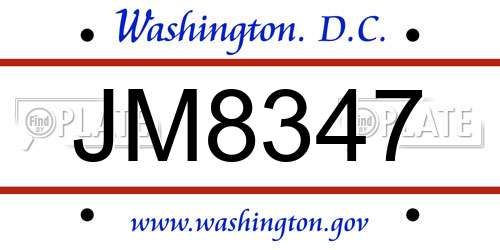 JM8347 District Of Columbia License Plate