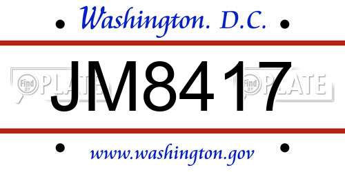 JM8417 District Of Columbia License Plate