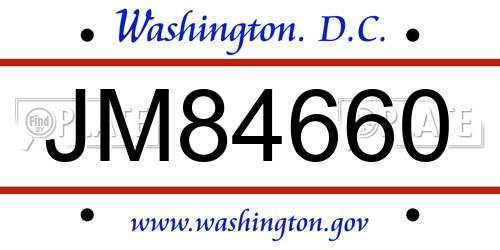 JM84660 District Of Columbia License Plate