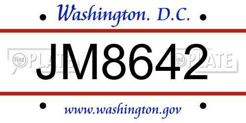 JM8642 District Of Columbia License Plate
