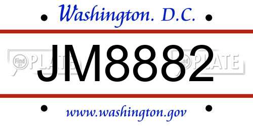 JM8882 District Of Columbia License Plate