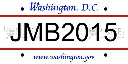 JMB2015 District Of Columbia License Plate
