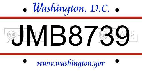 JMB8739 District Of Columbia License Plate