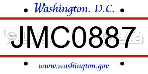 JMC0887 District Of Columbia License Plate