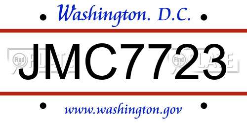 JMC7723 District Of Columbia License Plate