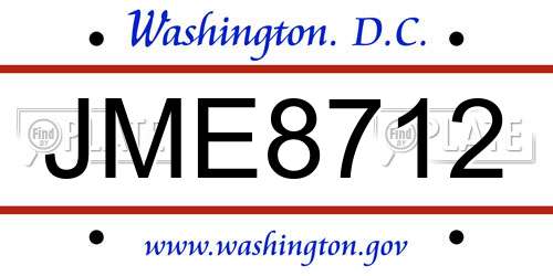 JME8712 District Of Columbia License Plate