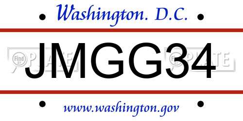 JMGG34 District Of Columbia License Plate