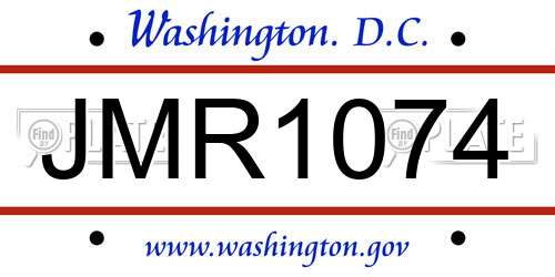 JMR1074 District Of Columbia License Plate