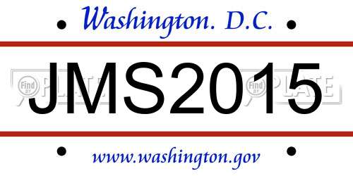 JMS2015 District Of Columbia License Plate