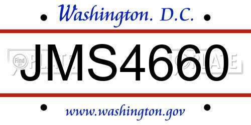 JMS4660 District Of Columbia License Plate