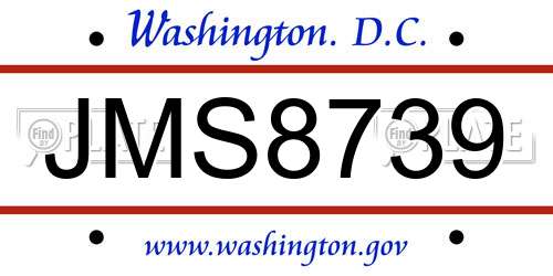 JMS8739 District Of Columbia License Plate