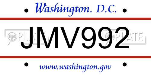 JMV992 District Of Columbia License Plate