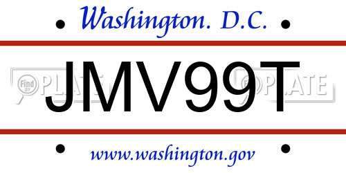 JMV99T District Of Columbia License Plate