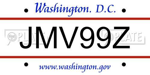 JMV99Z District Of Columbia License Plate