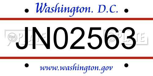 JN02563 District Of Columbia License Plate