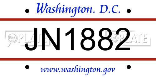 JN1882 District Of Columbia License Plate