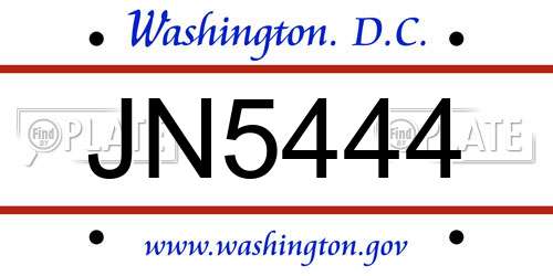 JN5444 District Of Columbia License Plate