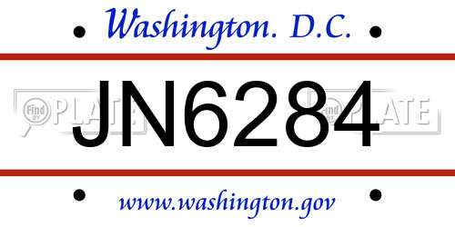 JN6284 District Of Columbia License Plate