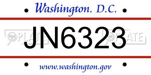 JN6323 District Of Columbia License Plate